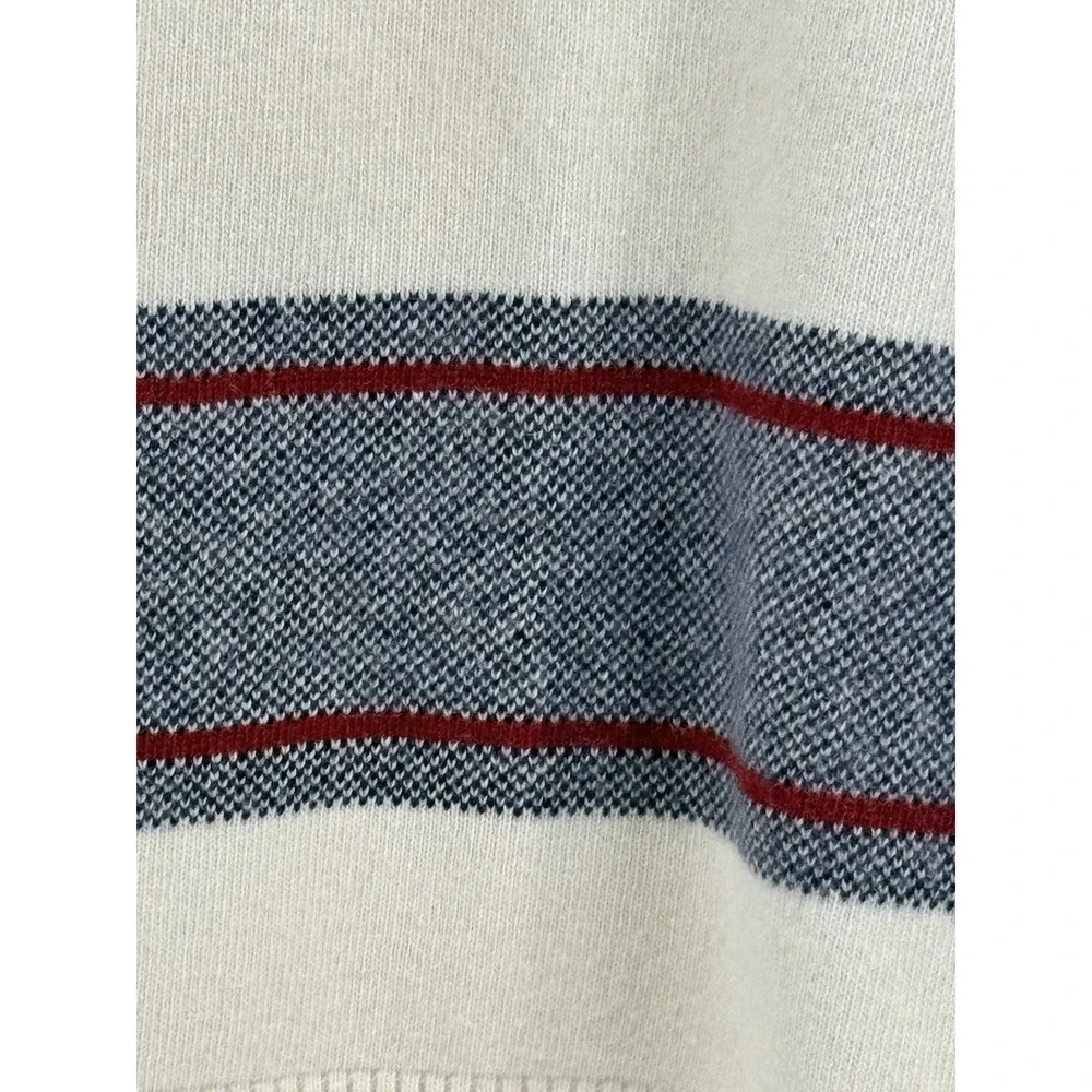 Banana Republic Men's Italian Wool Stripe Sweater Cream/Gray Size L
